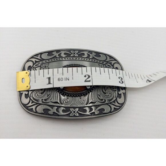 Vintage Western Belt Buckle With Semi Precious‎ Stone Silver Toned - Picture 3 of 5